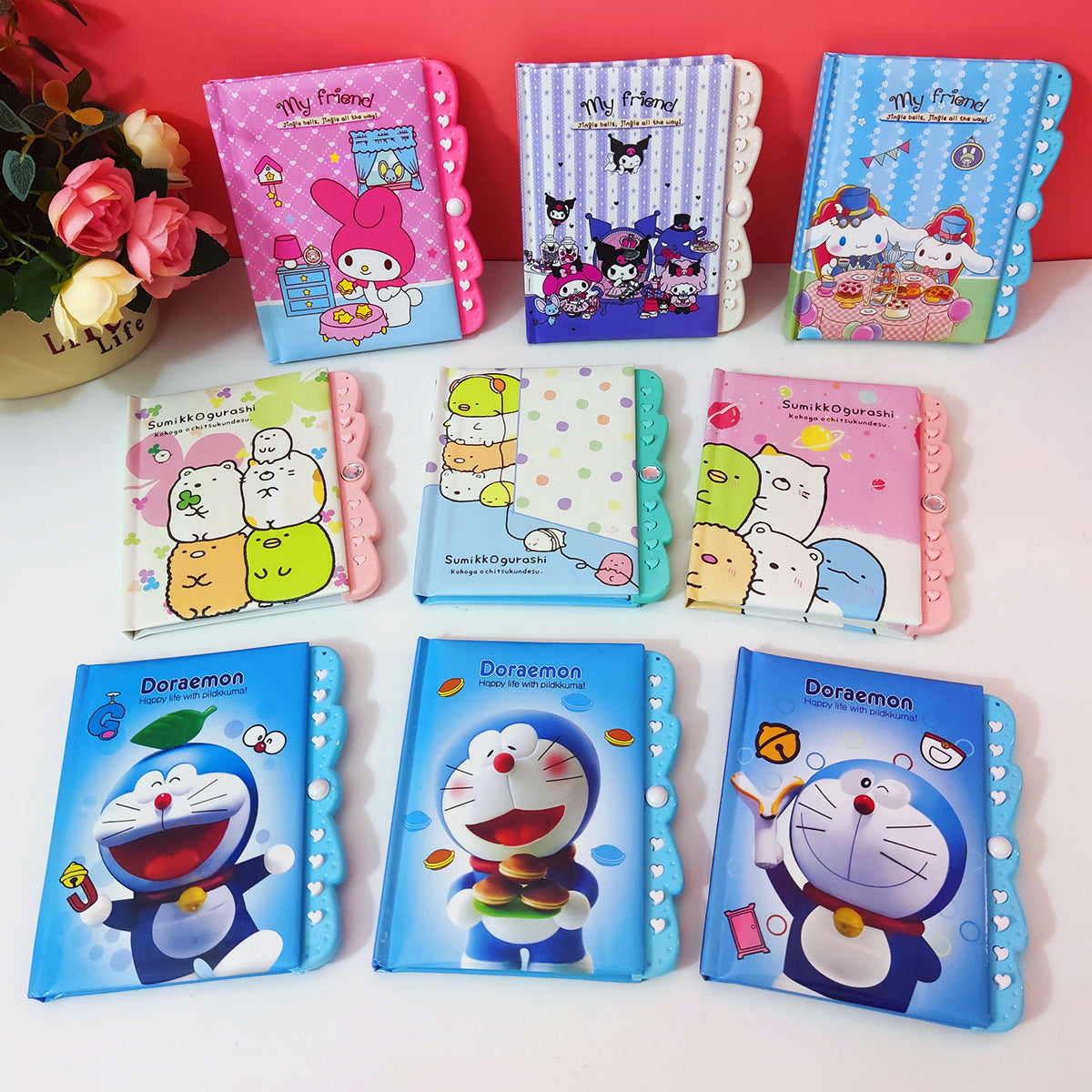【NO.14】 :A6  (5.5 × 4.1 in) Lock Diary Notebook Cartoon Password